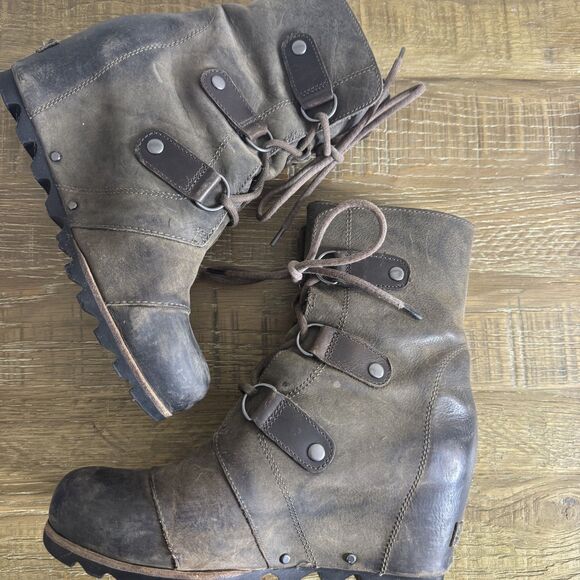 Sorel Joan of Arctic leather wedge waterproof boot brown size 9 - Picture 5 of 10